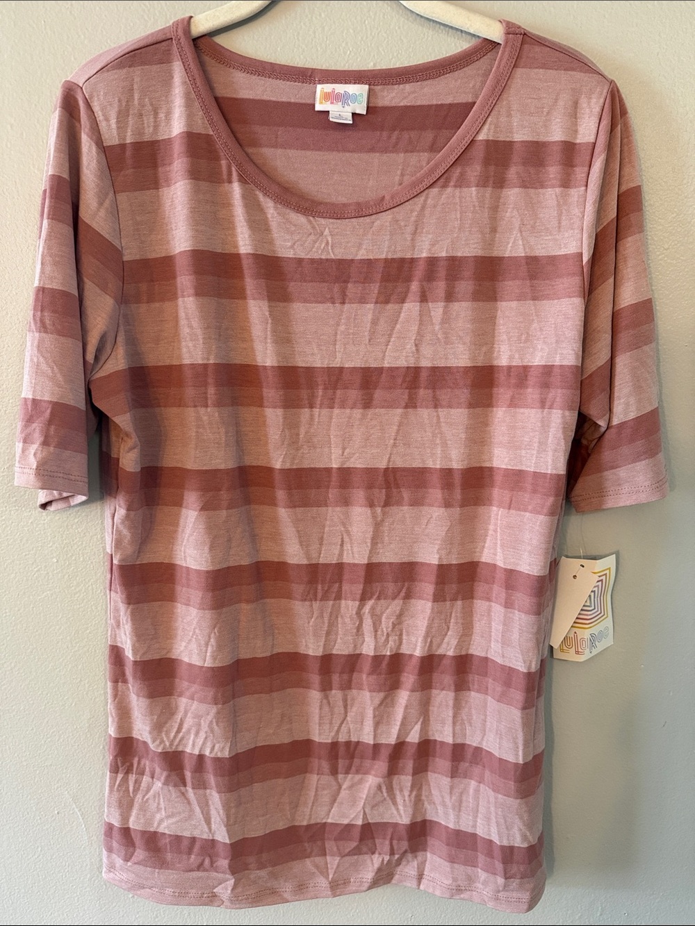 LuLaRoe Rose and Blush Striped Top